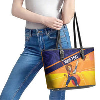 Custom Netherlands Cricket Leather Tote Bag Go Flying Dutchmen Lion Mascot - Wonder Print Shop