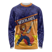 Custom Netherlands Cricket Long Sleeve Shirt Go Flying Dutchmen Lion Mascot - Wonder Print Shop