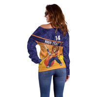 Custom Netherlands Cricket Off Shoulder Sweater Go Flying Dutchmen Lion Mascot - Wonder Print Shop