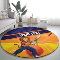 Custom Netherlands Cricket Round Carpet Go Flying Dutchmen Lion Mascot - Wonder Print Shop