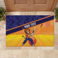 Custom Netherlands Cricket Rubber Doormat Go Flying Dutchmen Lion Mascot - Wonder Print Shop