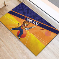 Custom Netherlands Cricket Rubber Doormat Go Flying Dutchmen Lion Mascot - Wonder Print Shop