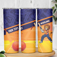 Custom Netherlands Cricket Skinny Tumbler Go Flying Dutchmen Lion Mascot - Wonder Print Shop