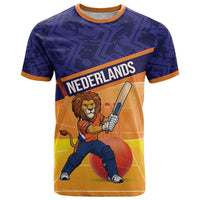 Custom Netherlands Cricket T Shirt Go Flying Dutchmen Lion Mascot - Wonder Print Shop