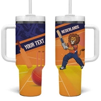 Custom Netherlands Cricket Tumbler With Handle Go Flying Dutchmen Lion Mascot - Wonder Print Shop