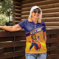 Custom Netherlands Cricket Women Polo Shirt Go Flying Dutchmen Lion Mascot - Wonder Print Shop