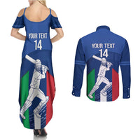 Custom Italy Cricket Couples Matching Summer Maxi Dress and Long Sleeve Button Shirt Go Gli Azzurri - Wonder Print Shop