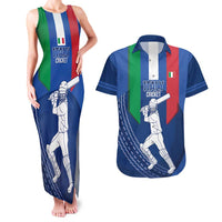 Custom Italy Cricket Couples Matching Tank Maxi Dress and Hawaiian Shirt Go Gli Azzurri - Wonder Print Shop