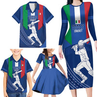 Custom Italy Cricket Family Matching Long Sleeve Bodycon Dress and Hawaiian Shirt Go Gli Azzurri - Wonder Print Shop