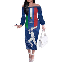 Custom Italy Cricket Family Matching Off The Shoulder Long Sleeve Dress and Hawaiian Shirt Go Gli Azzurri - Wonder Print Shop
