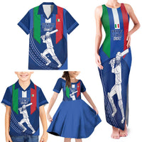 Custom Italy Cricket Family Matching Tank Maxi Dress and Hawaiian Shirt Go Gli Azzurri - Wonder Print Shop