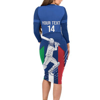 Custom Italy Cricket Long Sleeve Bodycon Dress Go Gli Azzurri - Wonder Print Shop