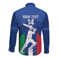 Custom Italy Cricket Long Sleeve Button Shirt Go Gli Azzurri - Wonder Print Shop
