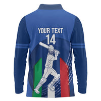 Custom Italy Cricket Long Sleeve Polo Shirt Go Gli Azzurri - Wonder Print Shop