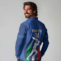 Custom Italy Cricket Long Sleeve Polo Shirt Go Gli Azzurri - Wonder Print Shop