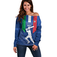 Custom Italy Cricket Off Shoulder Sweater Go Gli Azzurri - Wonder Print Shop