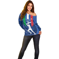 Custom Italy Cricket Off Shoulder Sweater Go Gli Azzurri - Wonder Print Shop