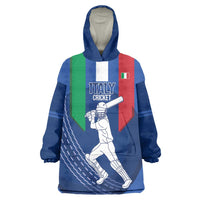 Custom Italy Cricket Wearable Blanket Hoodie Go Gli Azzurri - Wonder Print Shop