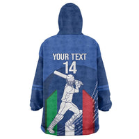 Custom Italy Cricket Wearable Blanket Hoodie Go Gli Azzurri - Wonder Print Shop