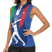 Custom Italy Cricket Women Sleeveless Polo Shirt Go Gli Azzurri - Wonder Print Shop