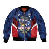 Custom Vozinha Cabo Verde Football Bomber Jacket Tubaroes Azuis Man Of The Match