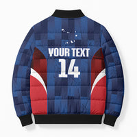 Custom Vozinha Cabo Verde Football Bomber Puffer Jacket Tubaroes Azuis Man Of The Match