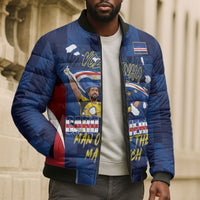 Custom Vozinha Cabo Verde Football Bomber Puffer Jacket Tubaroes Azuis Man Of The Match