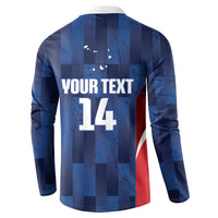Custom Vozinha Cabo Verde Football Button Sweatshirt Tubaroes Azuis Man Of The Match