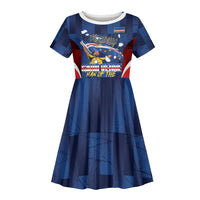 Custom Vozinha Cabo Verde Football Kid Short Sleeve Dress Tubaroes Azuis Man Of The Match