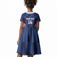 Custom Vozinha Cabo Verde Football Kid Short Sleeve Dress Tubaroes Azuis Man Of The Match