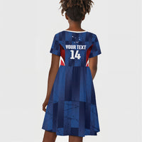 Custom Vozinha Cabo Verde Football Kid Short Sleeve Dress Tubaroes Azuis Man Of The Match