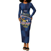 Custom Vozinha Cabo Verde Football Long Sleeve Bodycon Dress Tubaroes Azuis Man Of The Match