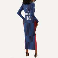 Custom Vozinha Cabo Verde Football Long Sleeve Bodycon Dress Tubaroes Azuis Man Of The Match