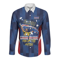 Custom Vozinha Cabo Verde Football Long Sleeve Button Shirt Tubaroes Azuis Man Of The Match