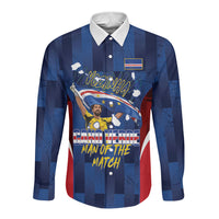 Custom Vozinha Cabo Verde Football Long Sleeve Button Shirt Tubaroes Azuis Man Of The Match