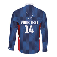 Custom Vozinha Cabo Verde Football Long Sleeve Button Shirt Tubaroes Azuis Man Of The Match