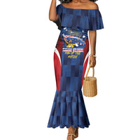 Custom Vozinha Cabo Verde Football Mermaid Dress Tubaroes Azuis Man Of The Match