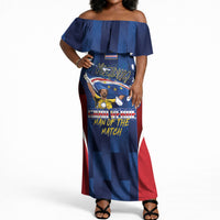 Custom Vozinha Cabo Verde Football Off Shoulder Maxi Dress Tubaroes Azuis Man Of The Match