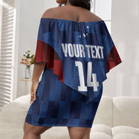 Custom Vozinha Cabo Verde Football Off Shoulder Short Dress Tubaroes Azuis Man Of The Match