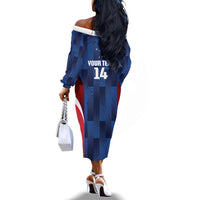 Custom Vozinha Cabo Verde Football Off The Shoulder Long Sleeve Dress Tubaroes Azuis Man Of The Match