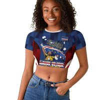 Custom Vozinha Cabo Verde Football Raglan Cropped T shirt Tubaroes Azuis Man Of The Match