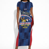 Custom Vozinha Cabo Verde Football Short Sleeve Bodycon Dress Tubaroes Azuis Man Of The Match