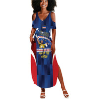 Custom Vozinha Cabo Verde Football Summer Maxi Dress Tubaroes Azuis Man Of The Match
