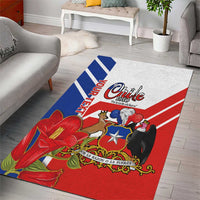 Personalized Chile Independence Day Area Rug Chilean Coat Of Arms Copihue Flag Style - Wonder Print Shop