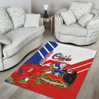 Personalized Chile Independence Day Area Rug Chilean Coat Of Arms Copihue Flag Style - Wonder Print Shop