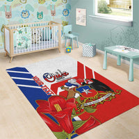 Personalized Chile Independence Day Area Rug Chilean Coat Of Arms Copihue Flag Style - Wonder Print Shop