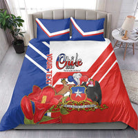 Personalized Chile Independence Day Bedding Set Chilean Coat Of Arms Copihue Flag Style - Wonder Print Shop