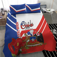 Personalized Chile Independence Day Bedding Set Chilean Coat Of Arms Copihue Flag Style - Wonder Print Shop