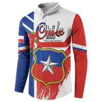 Personalized Chile Independence Day Button Sweatshirt Chilean Coat Of Arms Copihue Flag Style - Wonder Print Shop