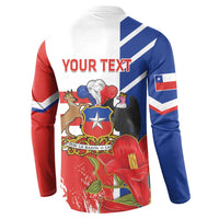 Personalized Chile Independence Day Button Sweatshirt Chilean Coat Of Arms Copihue Flag Style - Wonder Print Shop